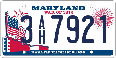 MD license plate 3AH7921