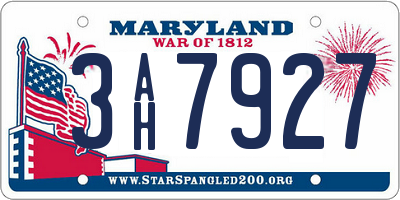 MD license plate 3AH7927