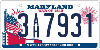 MD license plate 3AH7931