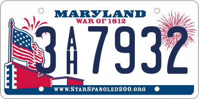 MD license plate 3AH7932