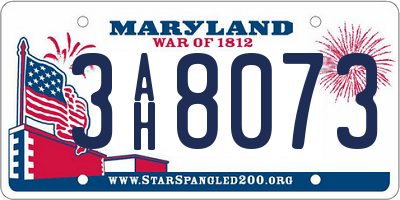 MD license plate 3AH8073