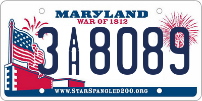 MD license plate 3AH8089
