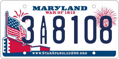 MD license plate 3AH8108