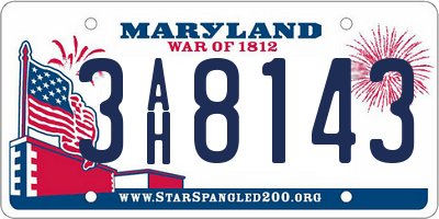 MD license plate 3AH8143