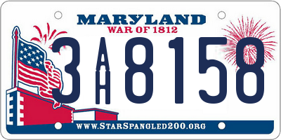 MD license plate 3AH8158