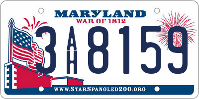 MD license plate 3AH8159