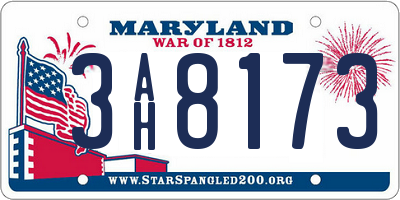 MD license plate 3AH8173