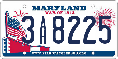 MD license plate 3AH8225