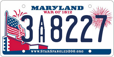 MD license plate 3AH8227