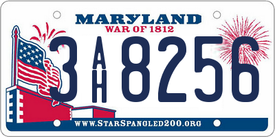 MD license plate 3AH8256