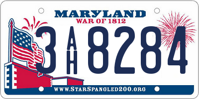 MD license plate 3AH8284