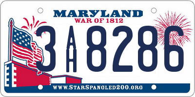 MD license plate 3AH8286