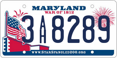 MD license plate 3AH8289
