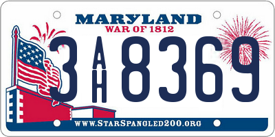 MD license plate 3AH8369