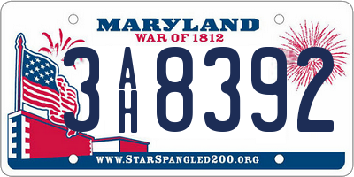 MD license plate 3AH8392