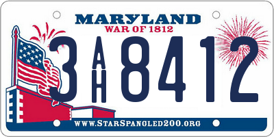 MD license plate 3AH8412