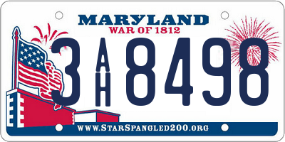 MD license plate 3AH8498