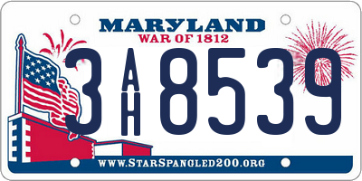 MD license plate 3AH8539