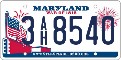 MD license plate 3AH8540