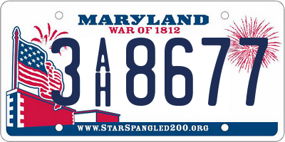 MD license plate 3AH8677