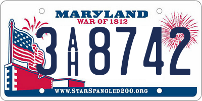 MD license plate 3AH8742