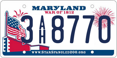 MD license plate 3AH8770
