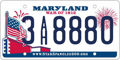 MD license plate 3AH8880