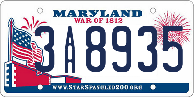 MD license plate 3AH8935