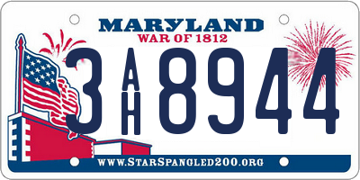MD license plate 3AH8944