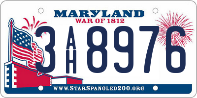 MD license plate 3AH8976