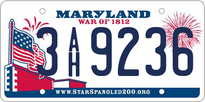 MD license plate 3AH9236