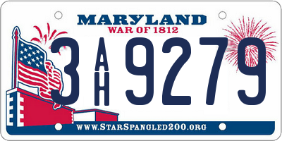 MD license plate 3AH9279
