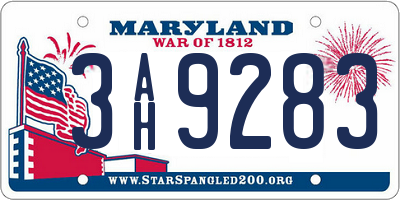 MD license plate 3AH9283