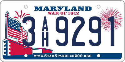 MD license plate 3AH9291