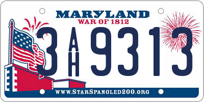 MD license plate 3AH9313