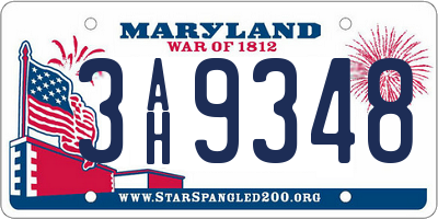 MD license plate 3AH9348