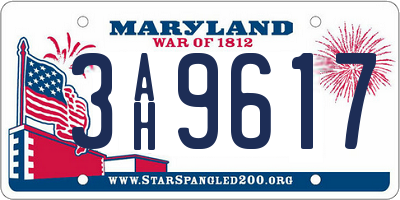 MD license plate 3AH9617