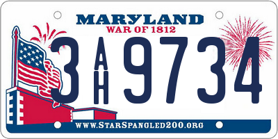 MD license plate 3AH9734