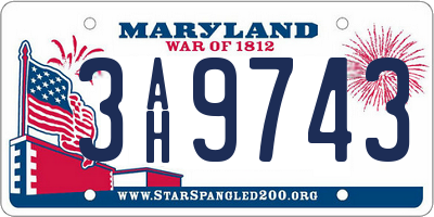 MD license plate 3AH9743