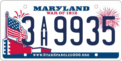 MD license plate 3AH9935