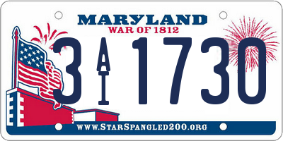 MD license plate 3AI1730