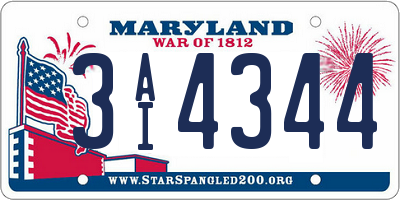 MD license plate 3AI4344