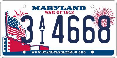 MD license plate 3AI4668