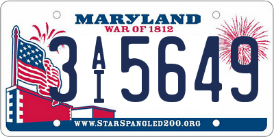 MD license plate 3AI5649