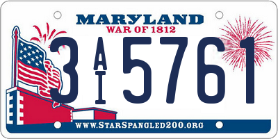MD license plate 3AI5761