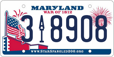 MD license plate 3AI8908