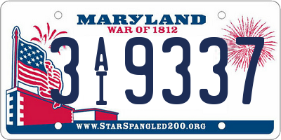 MD license plate 3AI9337