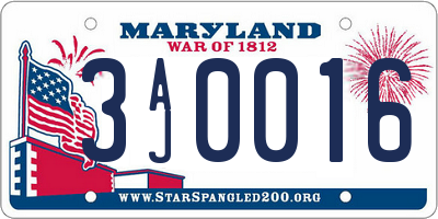 MD license plate 3AJ0016