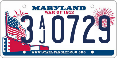 MD license plate 3AJ0729