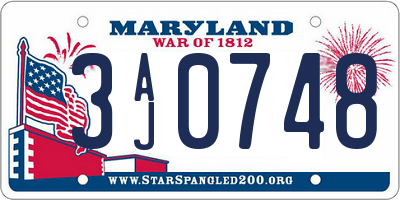 MD license plate 3AJ0748